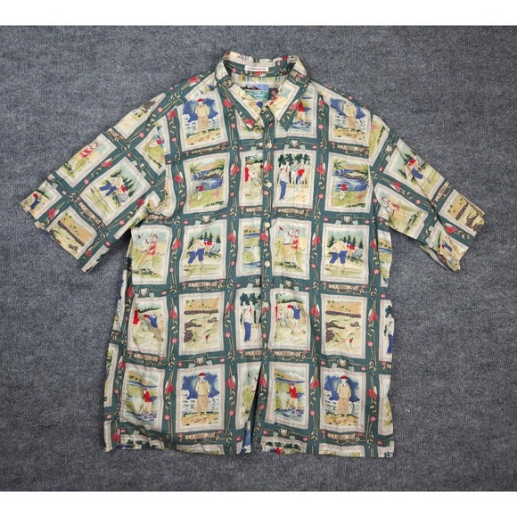 reyn spooner Other - Reyn Spooner Shirt Mens XL Golf Course Club Camp Egyptian Cotton Vintage